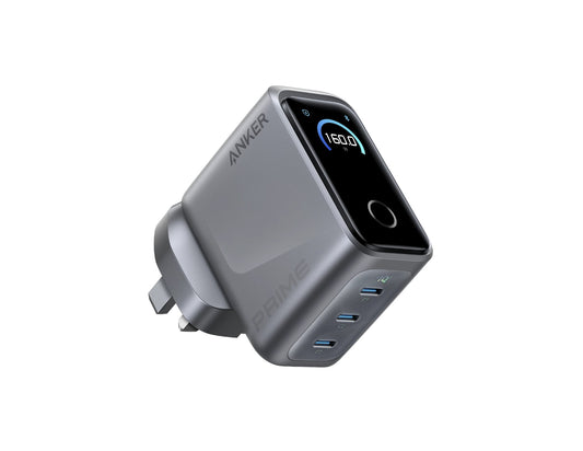 Anker Prime Charger 160W 3-port smart display USB-C GaN charger.