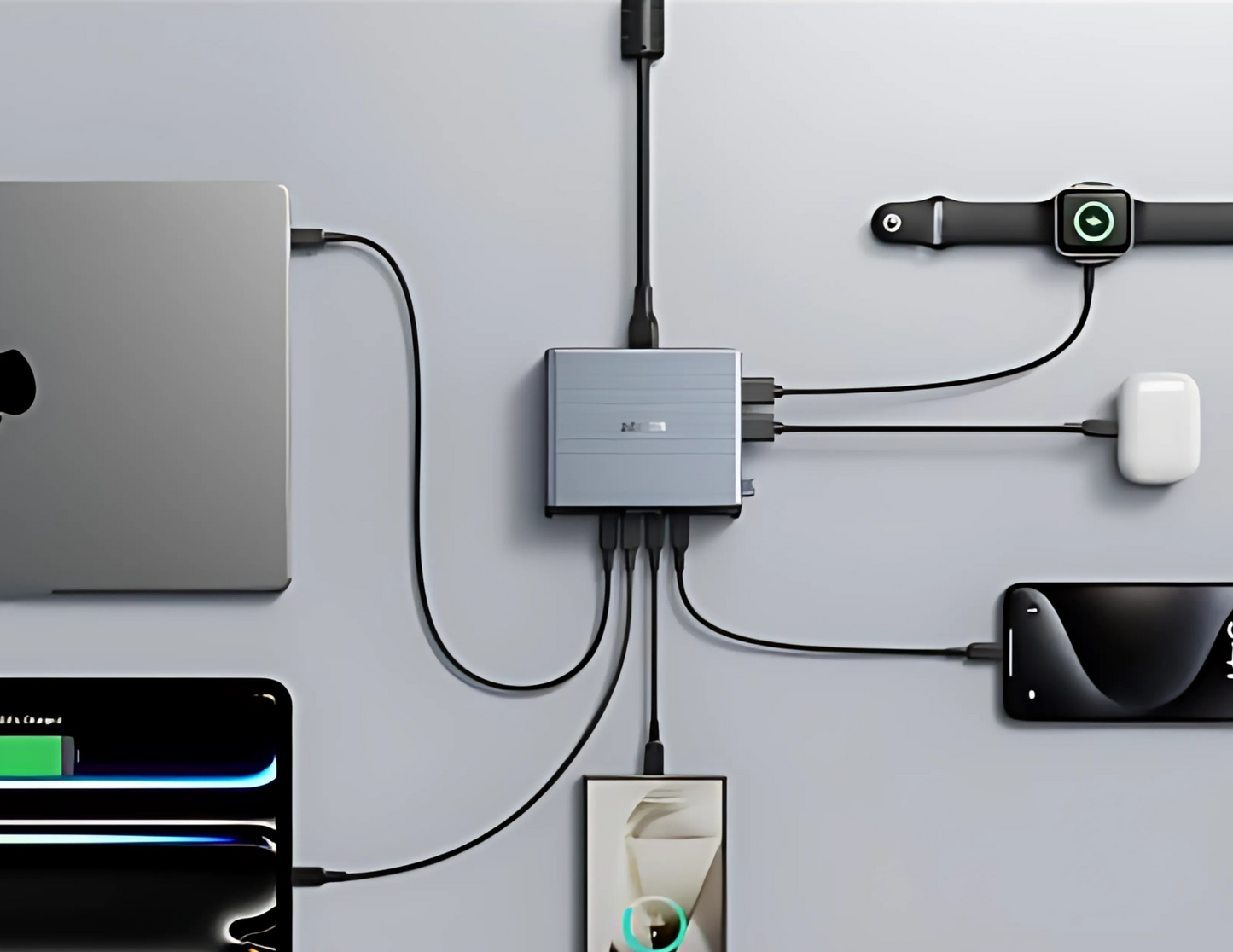 Anker Prime Charger A2345241 connected to multiple devices on a desktop.