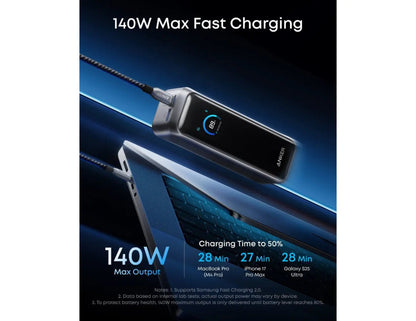 Anker Prime Power Bank 20K 220W with 140W fast charging and TSA-approved battery.