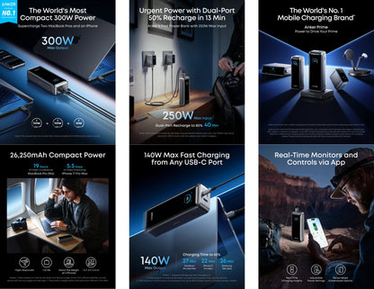 Anker Prime Power Bank 26K 300W A110AH11 with smart display at Thabthaba Store Qatar.