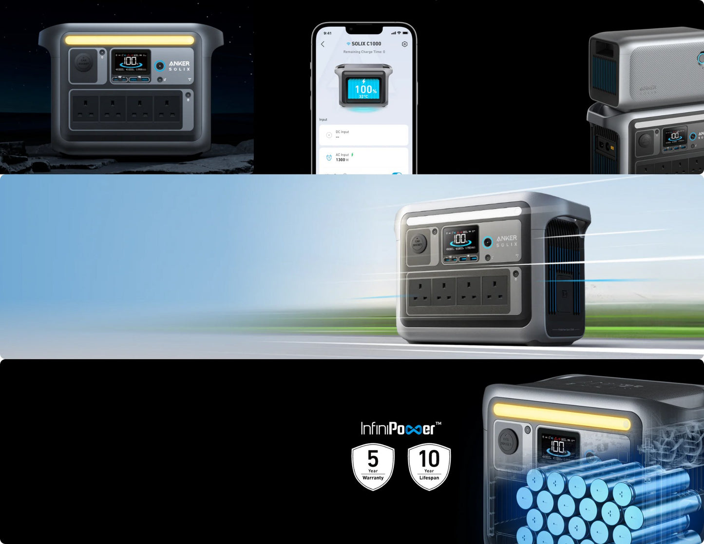 Anker Solix C1000 portable power station 1056Wh 1800W HyperFlash solar-ready Qatar