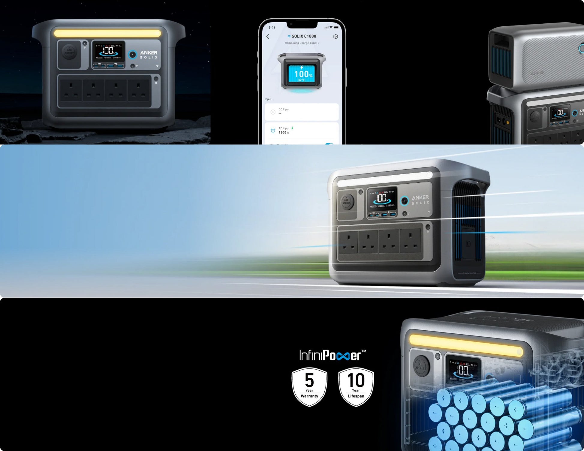 Anker Solix C1000 portable power station 1056Wh 1800W HyperFlash solar-ready Qatar