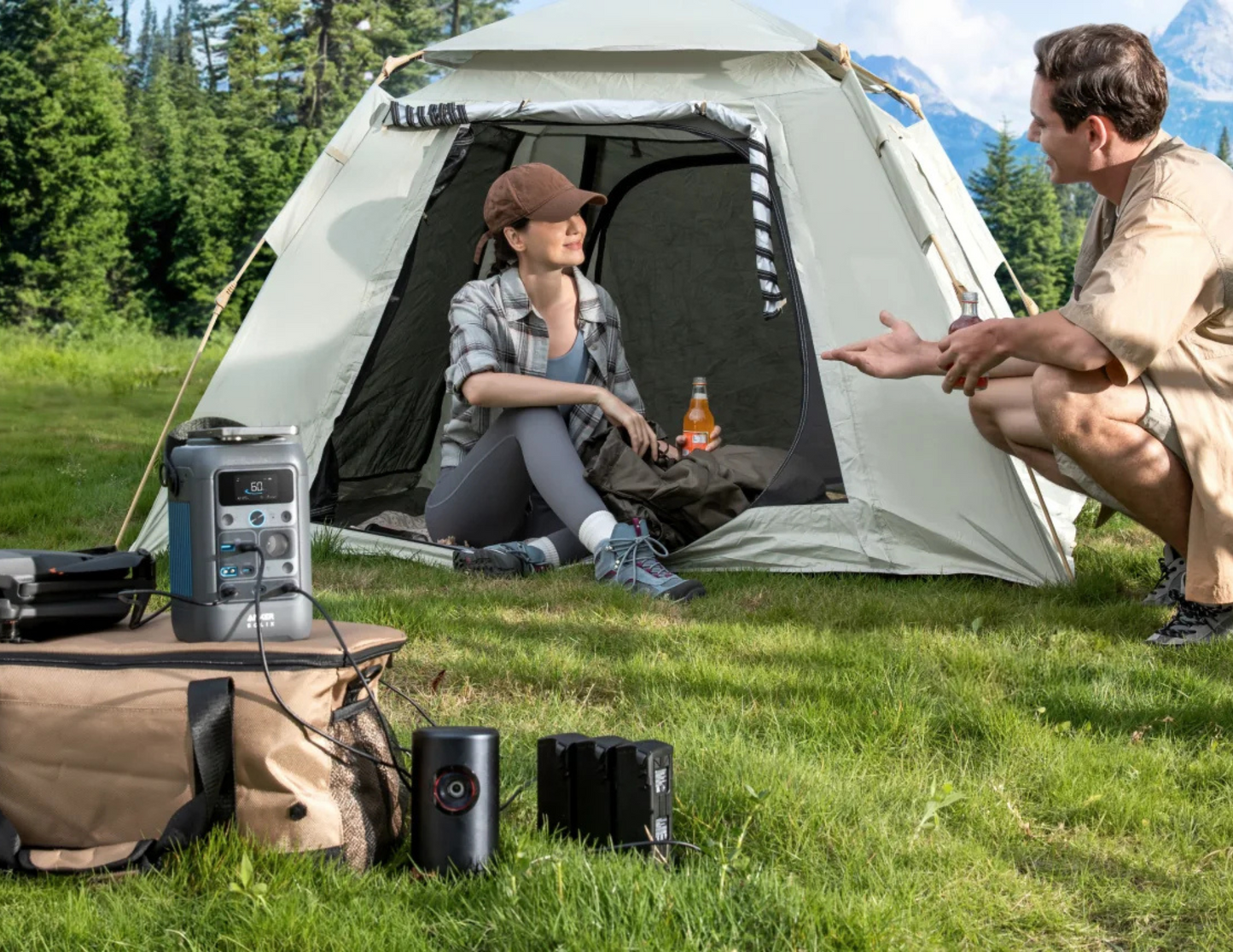 Compact design of Anker SOLIX C300 DC Power Station on a camping trip.