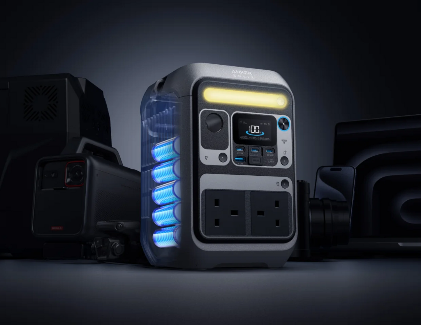 Anker SOLIX C300 Portable Power Station’s LFP batteries for long-lasting power and durability.