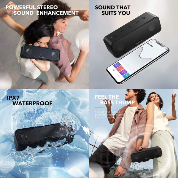 Anker Soundcore 3 portable Bluetooth speaker with 16W stereo sound and IPX7 waterproof protection Black Qatar