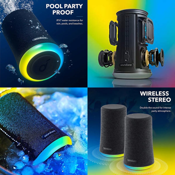Anker Soundcore Flare Mini Portable Bluetooth Speaker Black 360 Degree Sound IPX7 Waterproof Qatar