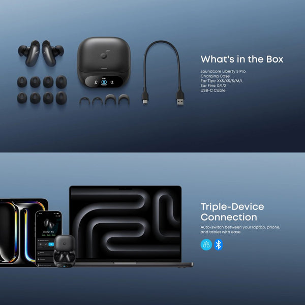Anker Soundcore Liberty 5 Pro noise cancelling earbuds Midnight Black with AI clear calls Qatar