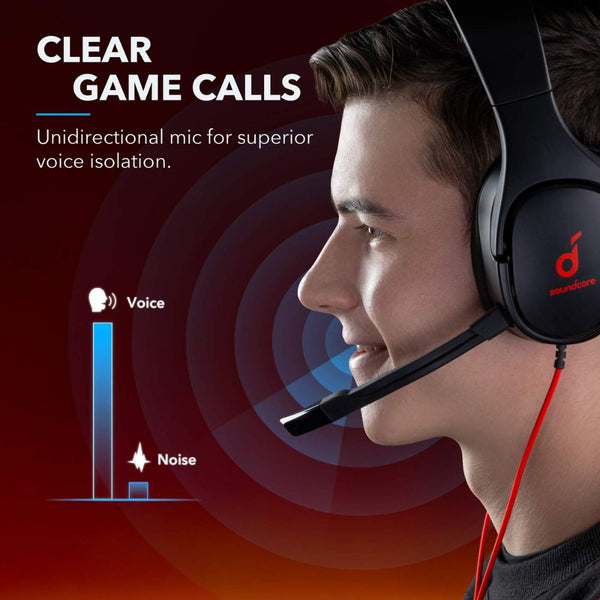 Anker Soundcore Strike 1 wired gaming headset with 52mm drivers and cooling gel ear pads Black Qatar