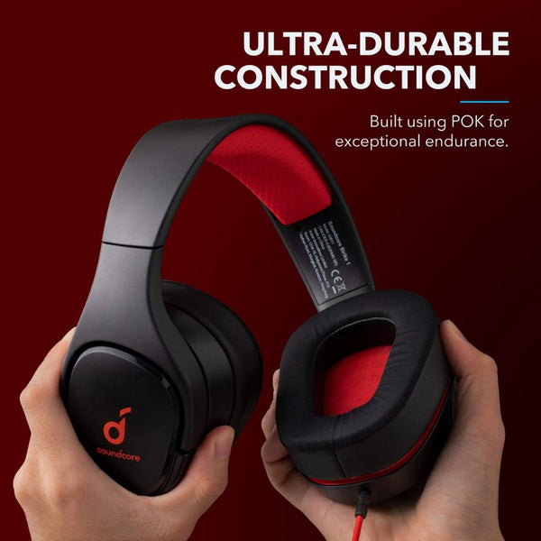 Anker Soundcore Strike 1 wired gaming headset with 52mm drivers and cooling gel ear pads Black Qatar