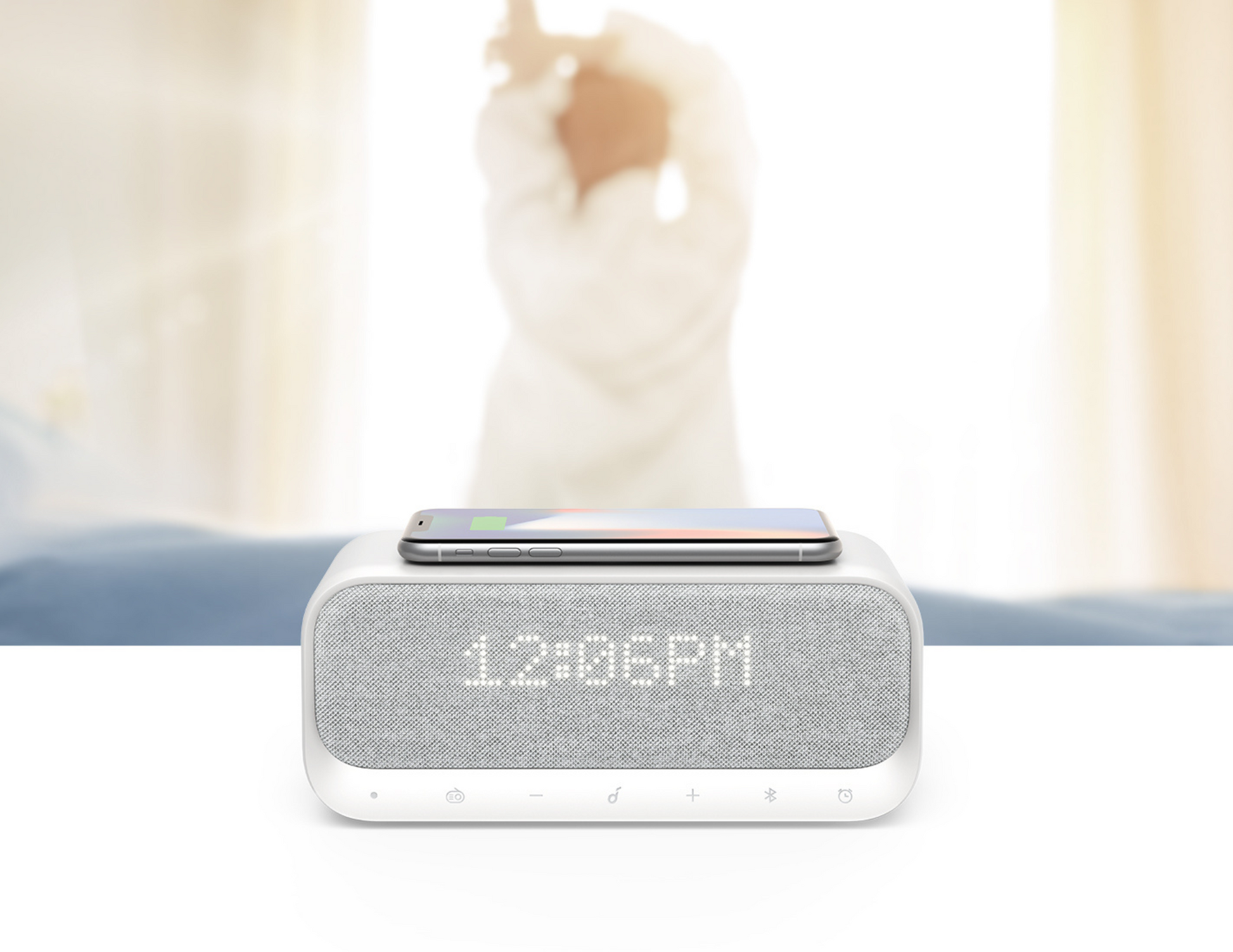 Side view of the Anker SoundCore Wakey (A3300221) highlighting its compact design.