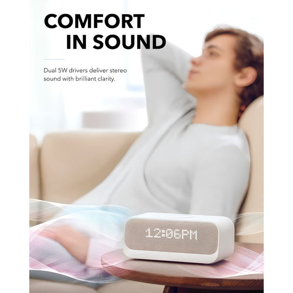 Anker Soundcore Wakey Bluetooth bedside speaker with wireless charging and alarm clock White Qatar
