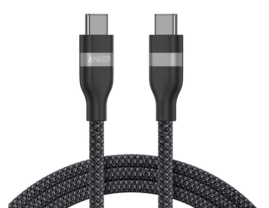 Close-up of the Anker USB-C to USB-C Cable A82E2H12 braided design.