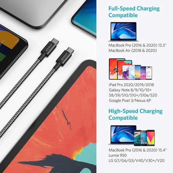 Anker USB-C to USB-C 60W Braided Cable 6ft Black A8753H11 Qatar