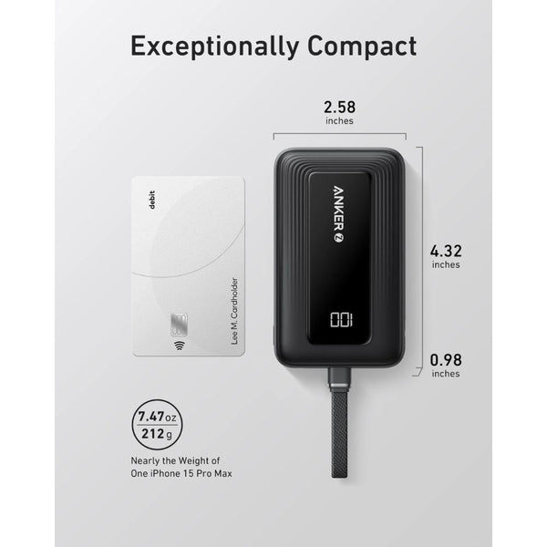 Anker Zolo 10000mAh 30W power bank with built-in 5.4-inch USB-C cable Black Qatar