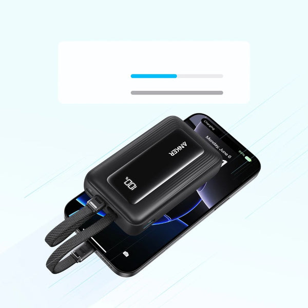 Anker Zolo 10000mAh 35W Power Bank with built-in dual USB-C cables and 30W fast charging for compatible devices in Qatar