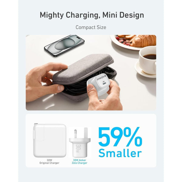Anker Zolo 30W GaN USB-C PD 3.0 Fast Charger White A2698K21 Qatar