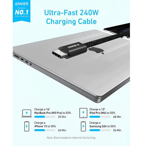 Anker Zolo USB-C to USB-C 240W Braided Cable 6ft Black A8060H12 Qatar