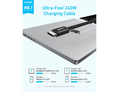 Anker Zolo USB-C to USB-C 240W braided fast charging cable black in Qatar