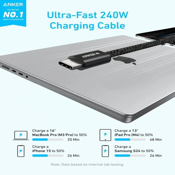 Anker Zolo USB-C to USB-C 240W PD 3.1 Braided Cable 1M A8060H11 Black Qatar