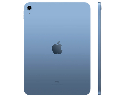 Back view of Apple iPad 10.9" (10th Gen) in Blue, highlighting its sleek design and rear camera.