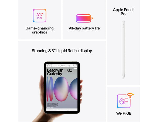 Apple iPad mini A17 Pro 128GB Space Gray Wi-Fi with Pencil Pro support, Thabthaba Store Qatar