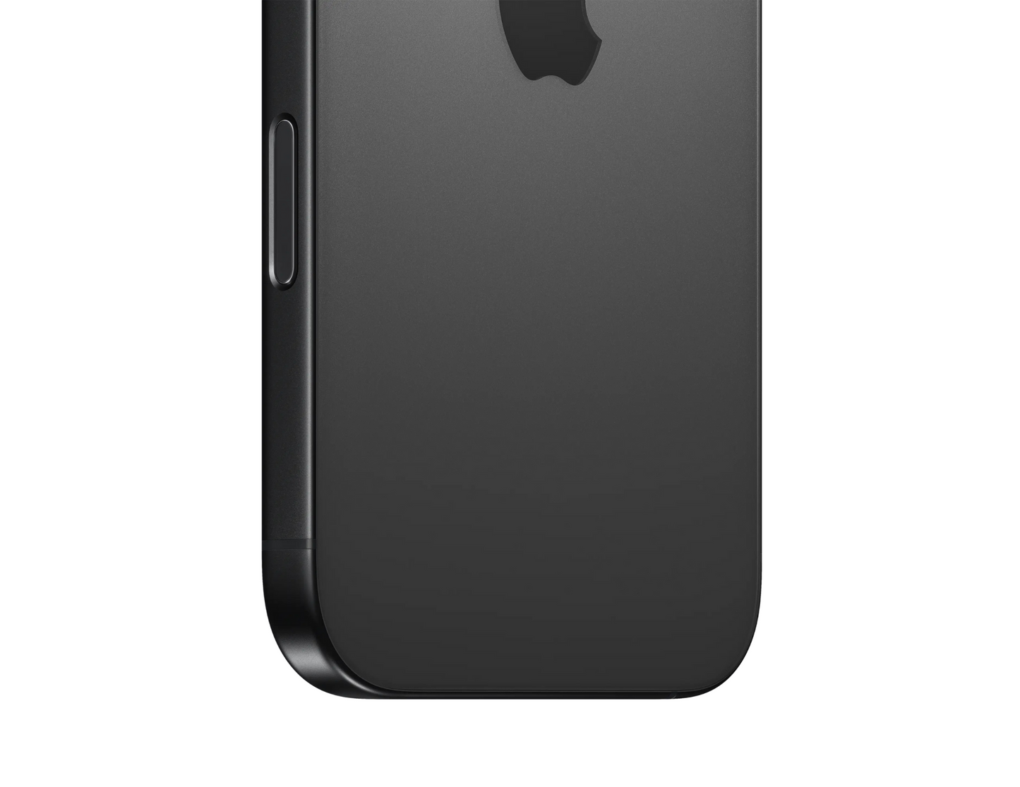 Action Button on the iPhone 16 Pro black titanium for quick access to customizable features.