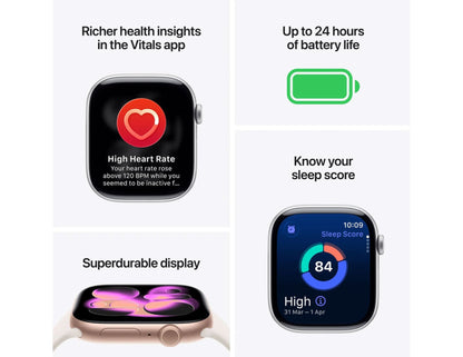 Apple Watch Series 11 GPS 46mm Silver Aluminium Purple Fog Sport Band M/L, Thabthaba Store Qatar