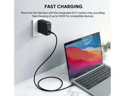 Aukey Circlet Blink CB-SCC101 100W 1m silicone USB-C cable for fast charging at Thabthaba Store Qatar.