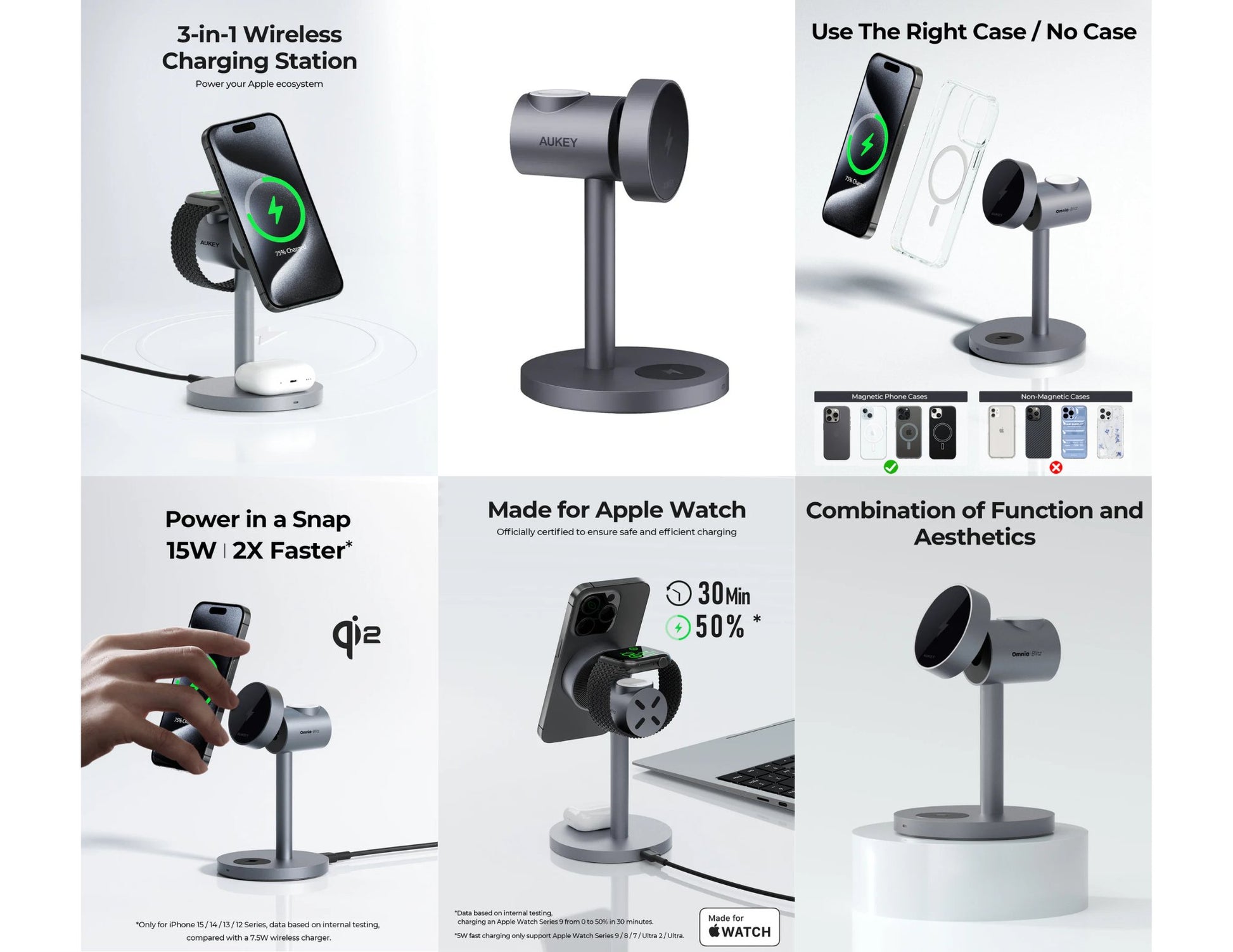 AUKEY MagFusion LC-MC311 Qi2 3-in-1 charger iPhone Watch AirPods Thabthaba Qatar