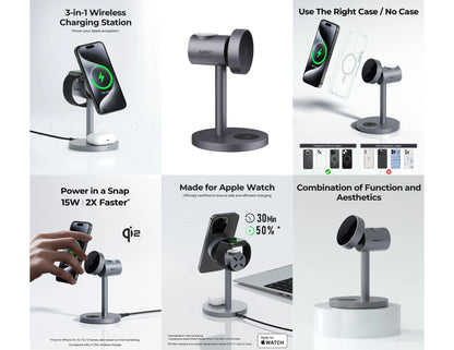 AUKEY MagFusion LC-MC311 Qi2 3-in-1 charger iPhone Watch AirPods Thabthaba Qatar