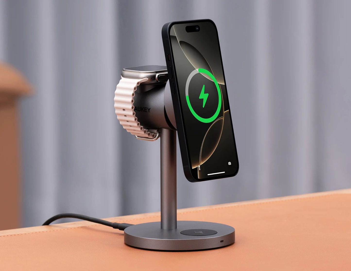 AUKEY MagFusion LC-MC311 Qi2 3-in-1 charger iPhone Watch AirPods Thabthaba Qatar