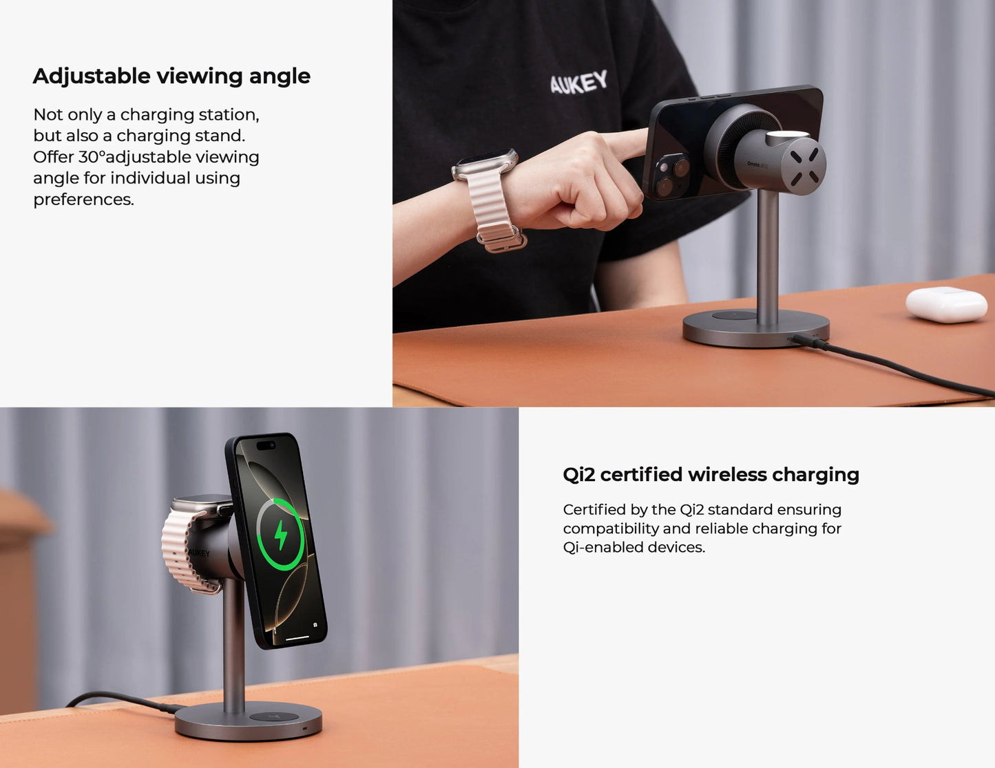 AUKEY MagFusion LC-MC311 Qi2 3-in-1 charger iPhone Watch AirPods Thabthaba Qatar