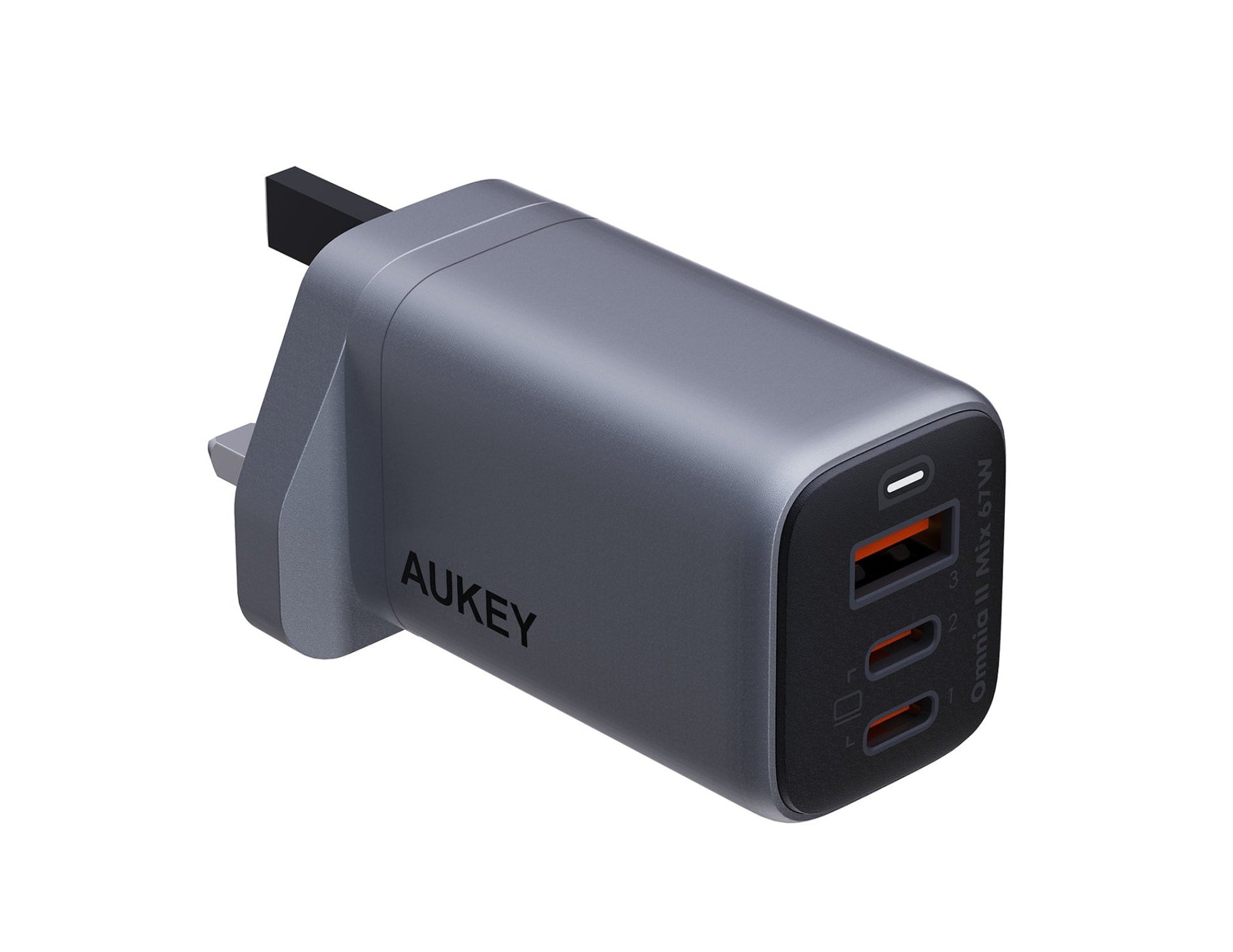 Aukey PA-B6U Omnia II 67W 3-port GaN charger at Thabthaba Store Qatar.
