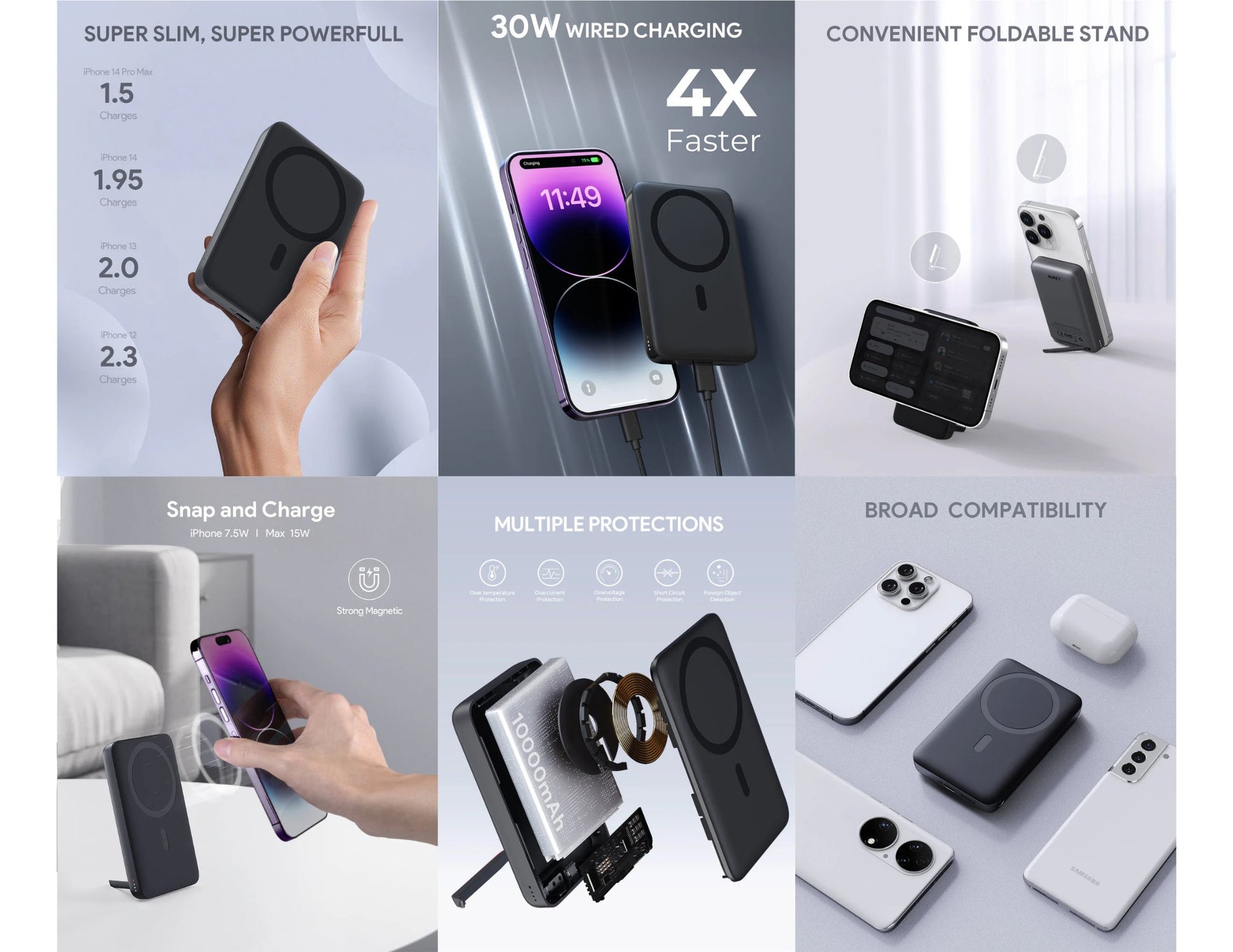 AUKEY MagFusion PB-MS02 10000mAh MagSafe power bank kickstand