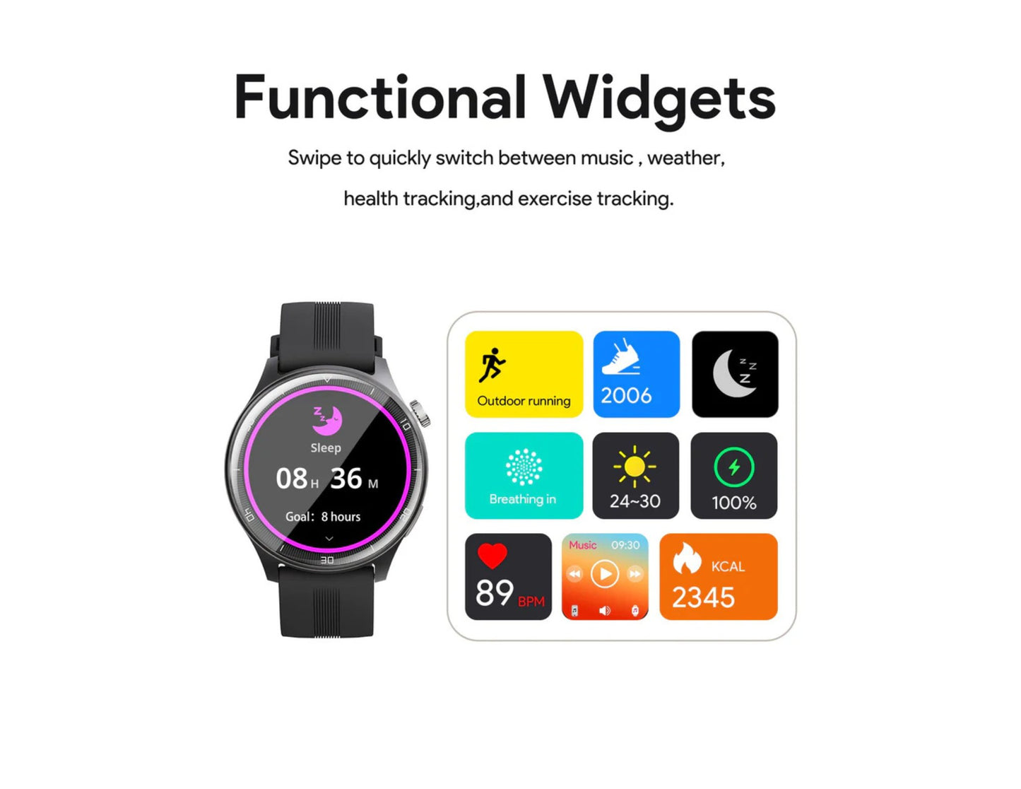 Aukey SmartWatch 2 Pro SW-2P with 1.45-inch display and silicone strap at Thabthaba Store Qatar.