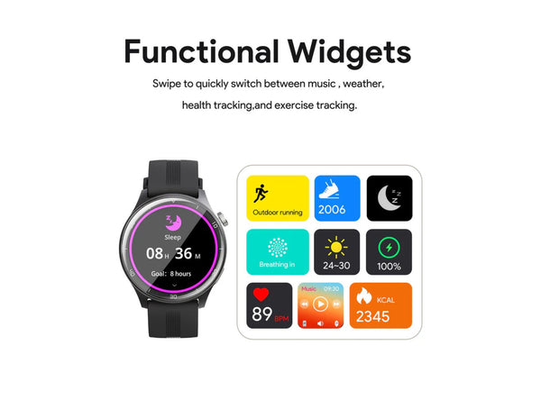Aukey SmartWatch 2 Pro SW-2P with 1.45-inch display and silicone strap at Thabthaba Store Qatar.