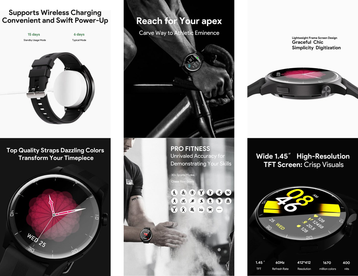 Aukey SmartWatch 2 Pro SW-2P with 1.45-inch display and silicone strap at Thabthaba Store Qatar.