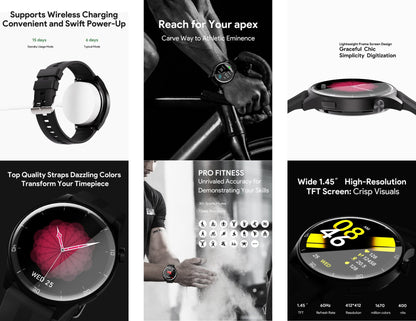 Aukey SmartWatch 2 Pro SW-2P with 1.45-inch display and silicone strap at Thabthaba Store Qatar.