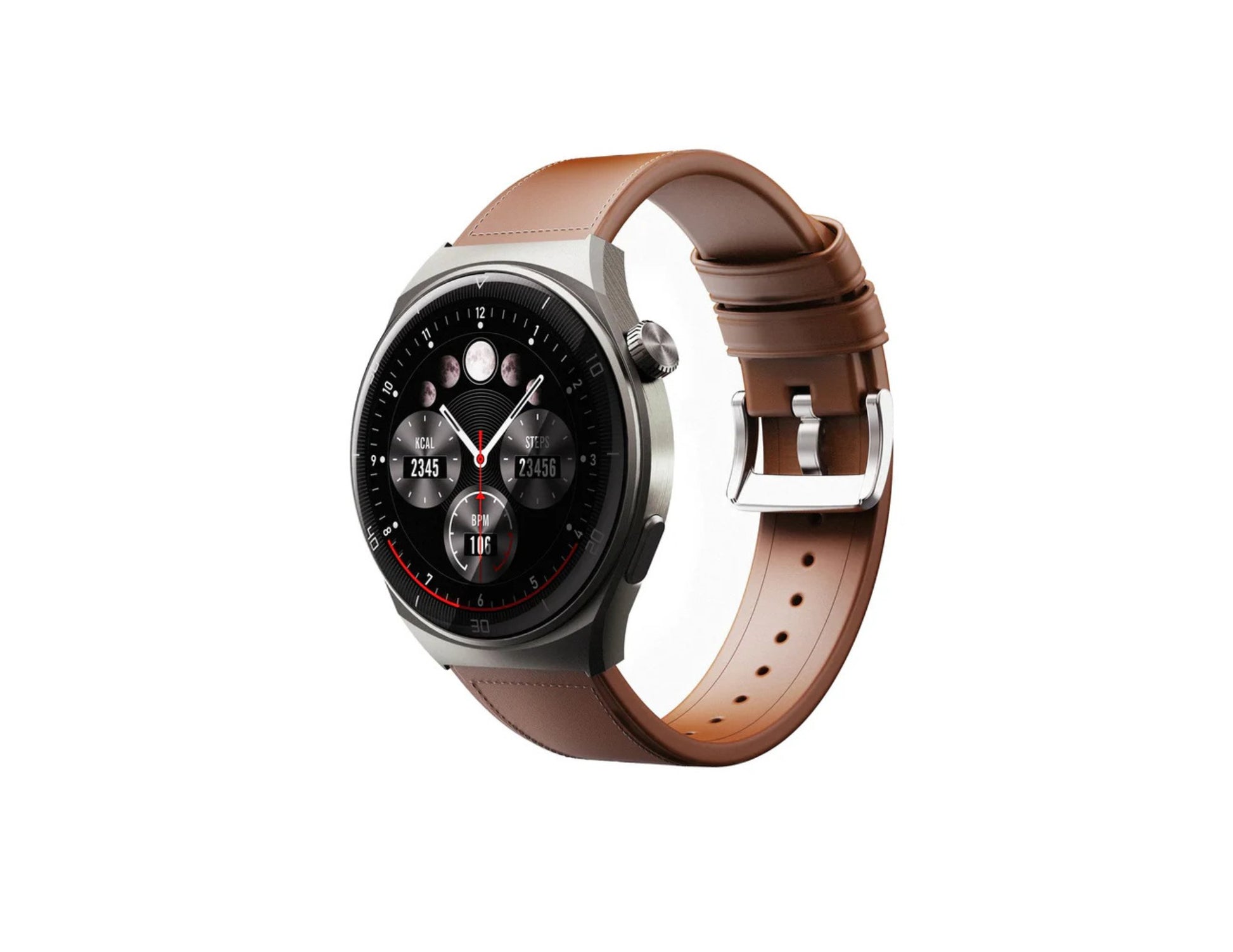 Aukey SmartWatch 2 Ultra SW-2U AMOLED display with leather strap at Thabthaba Store Qatar.