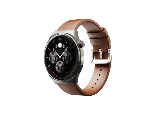Aukey SmartWatch 2 Ultra SW-2U AMOLED display with leather strap at Thabthaba Store Qatar.