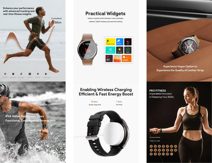 Aukey SmartWatch 2 Ultra SW-2U AMOLED display with leather strap at Thabthaba Store Qatar.