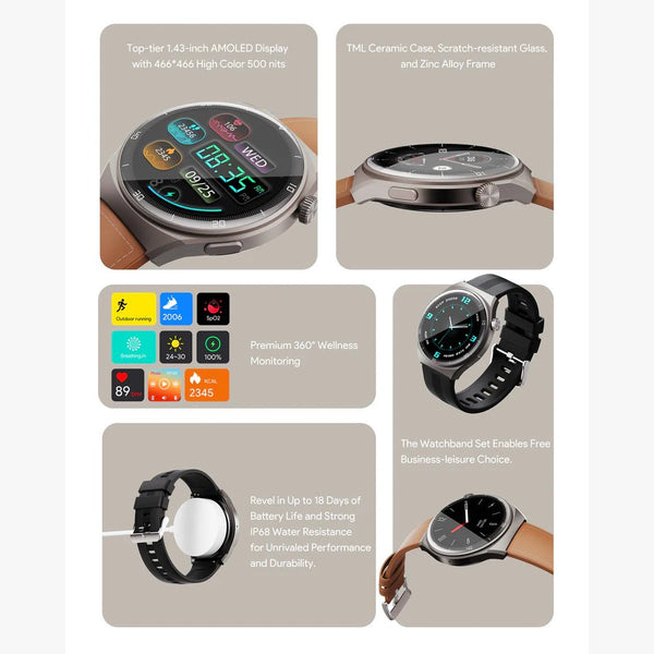 Aukey SmartWatch 2 Ultra SW-2U with AMOLED display Bluetooth calling and IP68 protection Qatar