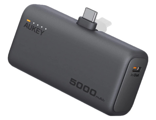 Front view of Aukey Spark Mini 5000mAh power bank PB-Y59-GY.