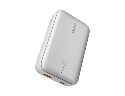 Aukey Spark Mini PB-Y57 20000mAh compact fast charging power bank white at Thabthaba Store Qatar.