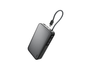 Aukey Spark Sling 20000mAh PB-Y48 gray power bank with built-in USB-C cable and smart display at Thabthaba Store Qatar.
