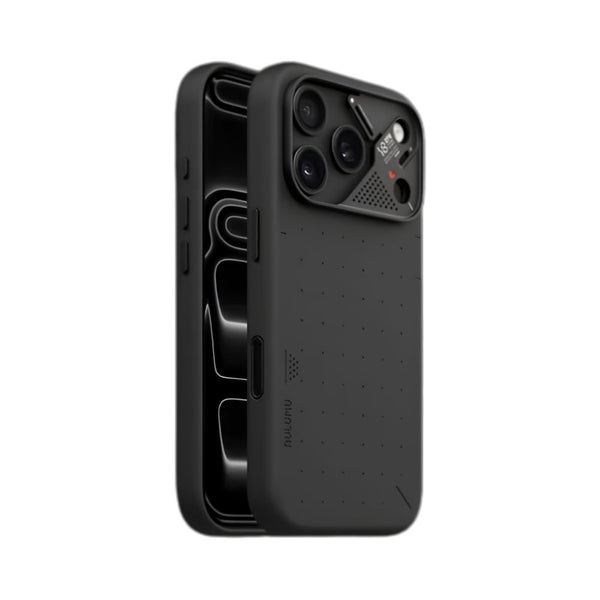 Aulumu A18 Vegan Leather Case for iPhone 18 Pro in Obsidian Black with CoolHyper cooling and MagSafe compatibility Qatar