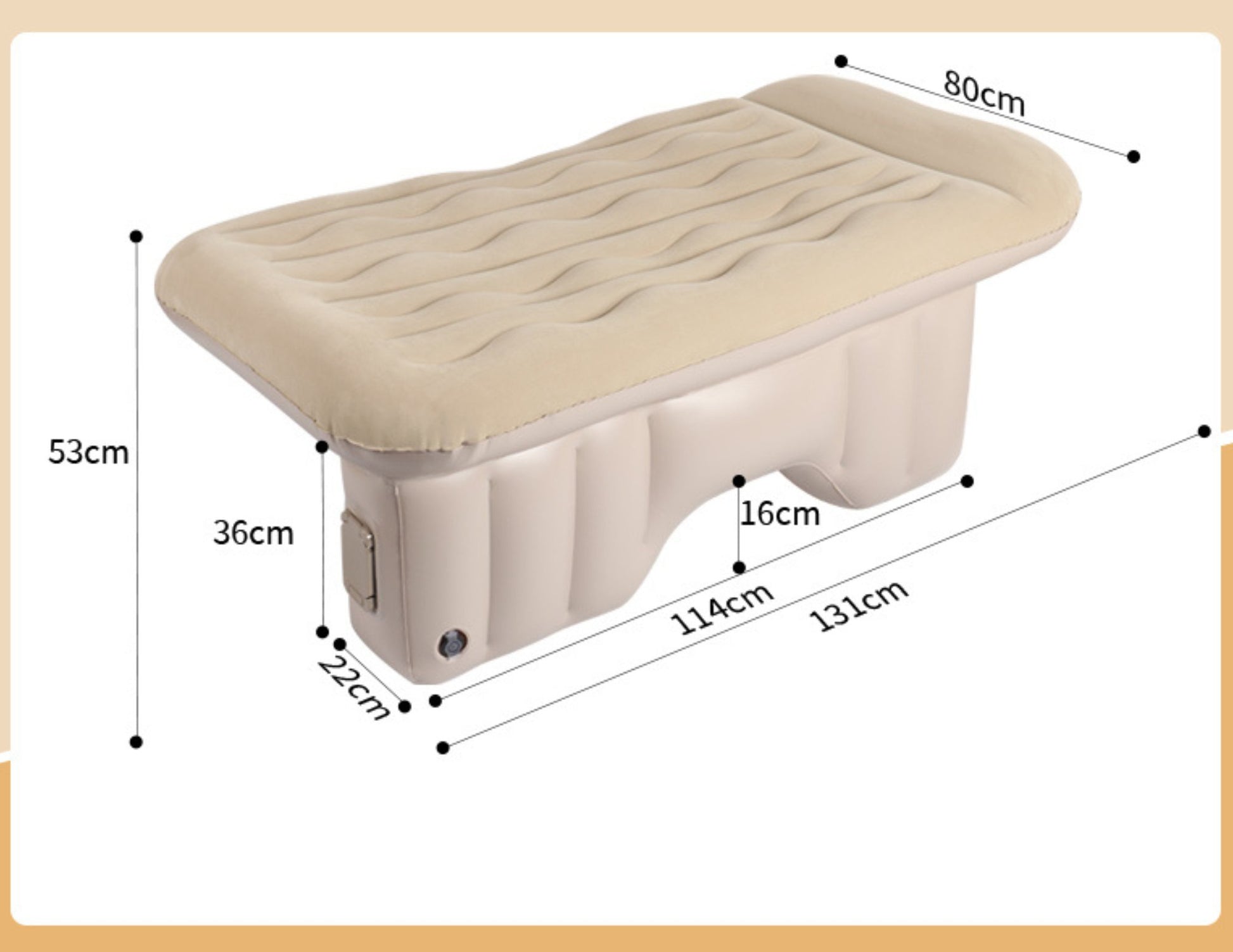 Back seat inflatable car air mattress beige in car setup