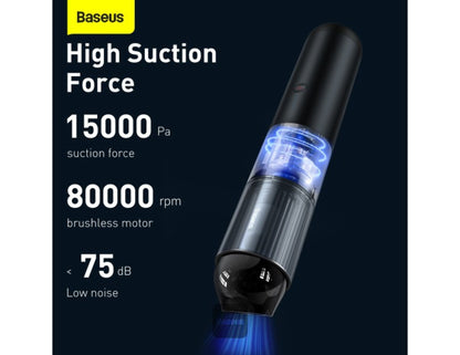 Baseus A3 Car Vacuum Cleaner CRXCQA3-0A, 15000Pa cordless, metal body with lighting, at Thabthaba Store Qatar