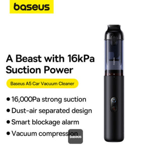Baseus A5 16000Pa cordless car vacuum cleaner with LED display Black Qatar