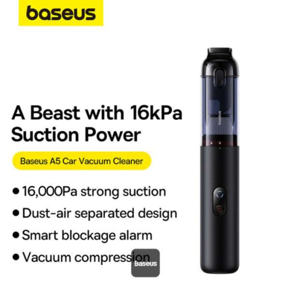 Baseus A5 16000Pa cordless car vacuum cleaner with LED display Black Qatar